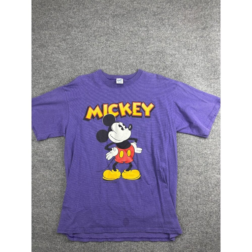 Vintage Disney Mickey Shirt Mens XL Purple Graphic Velva‎ Sheen Made USA 90s